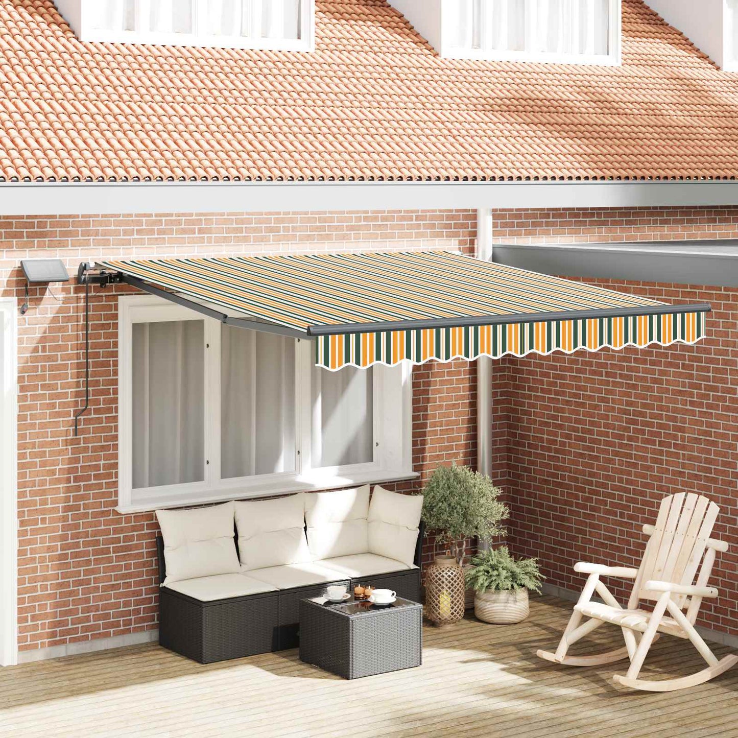 Innvendbar Markise Grønn og gul 300 x 250 cm stoff
