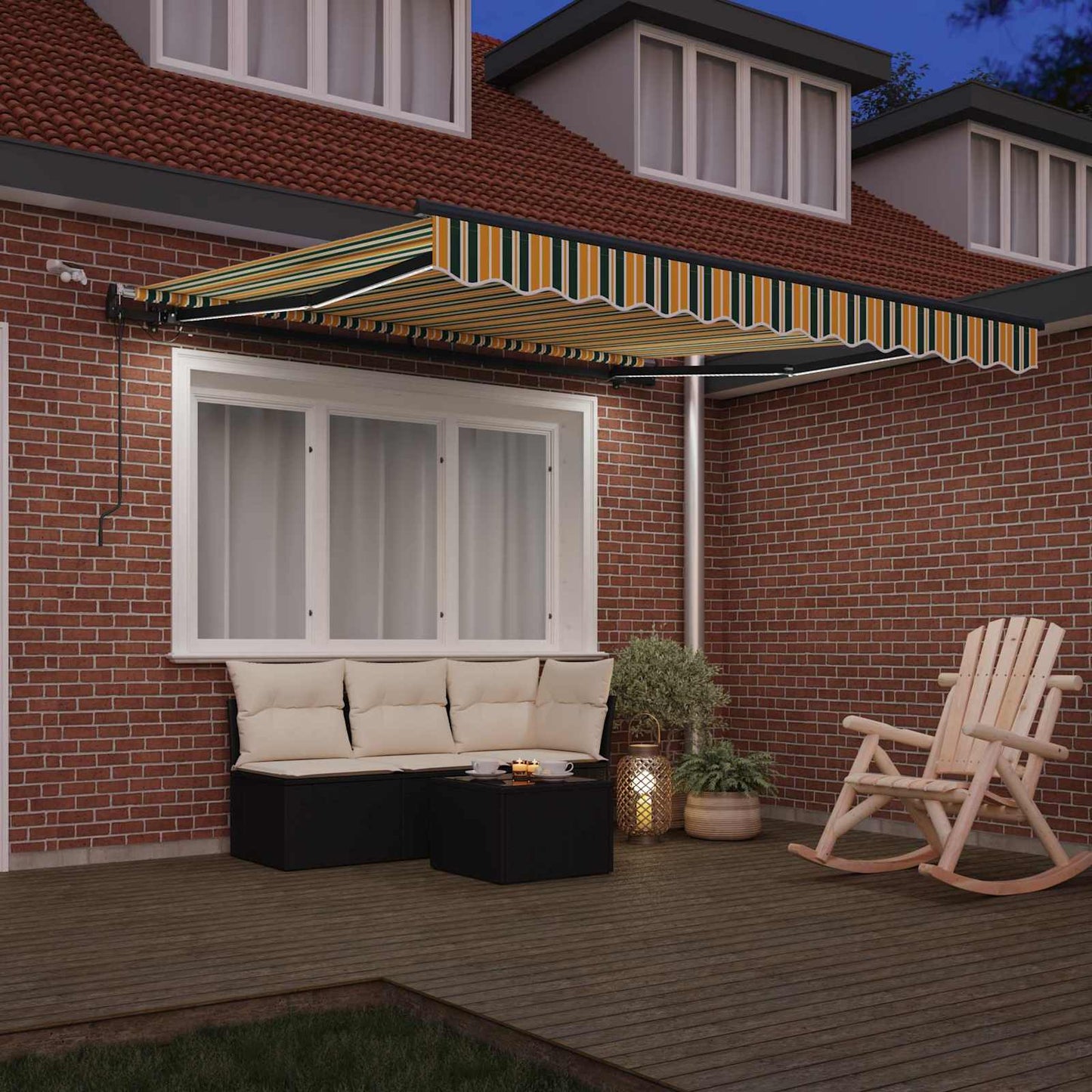 Uttrekkbar markise Grønn og gul 300 x 250 cm Polyester
