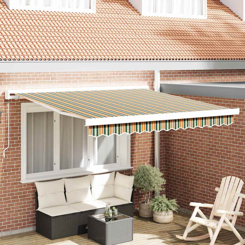 Innvendbar Markise Grønn og gul 300 x 250 cm Stoff og Metall
