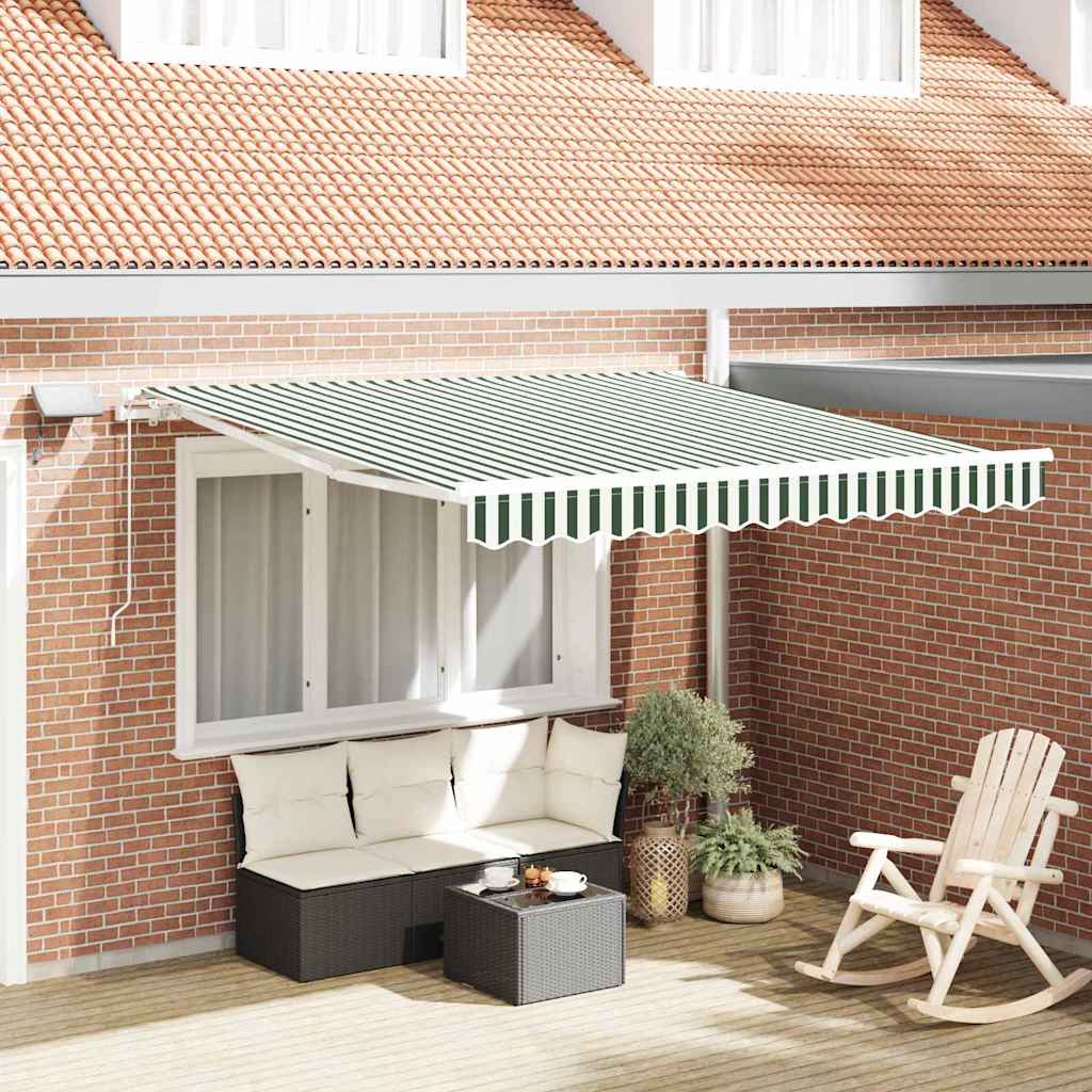 Uttrekkbar markise Grønn og hvit 300 x 250 cm