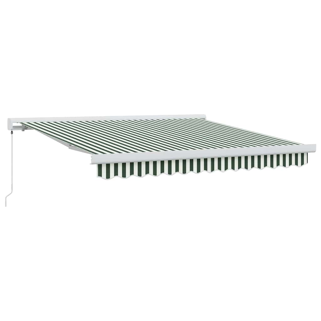 Uttrekkbar markise Grønn og hvit 300 x 250 cm Lær og aluminium