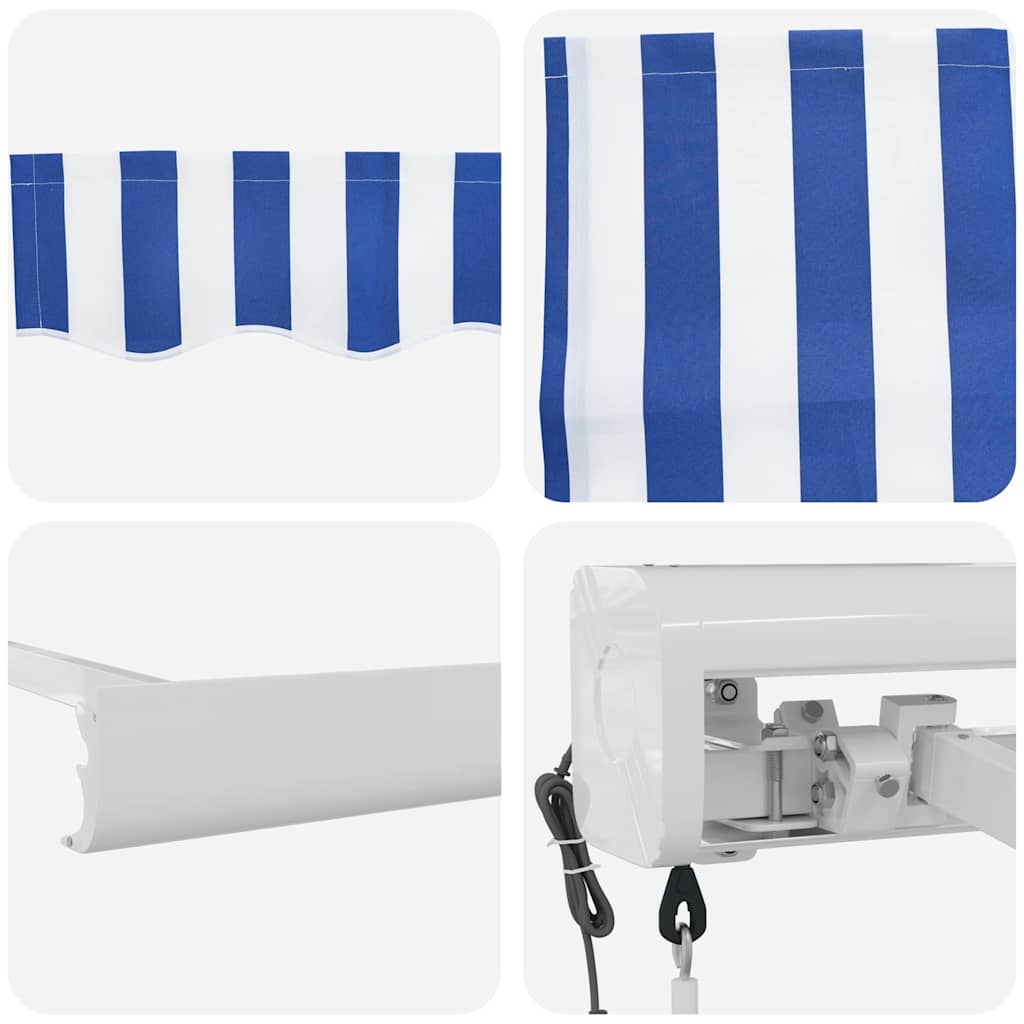 Innvendbar Markise Blå og hvit 350 x 250 cm Stoff og Metall