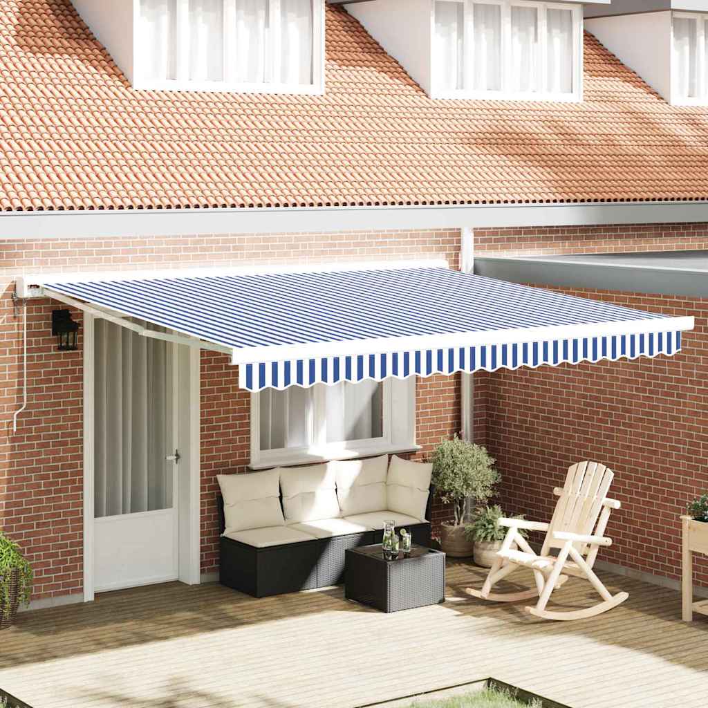 Innvendbar Markise Blå og hvit 350 x 250 cm Stoff og Metall