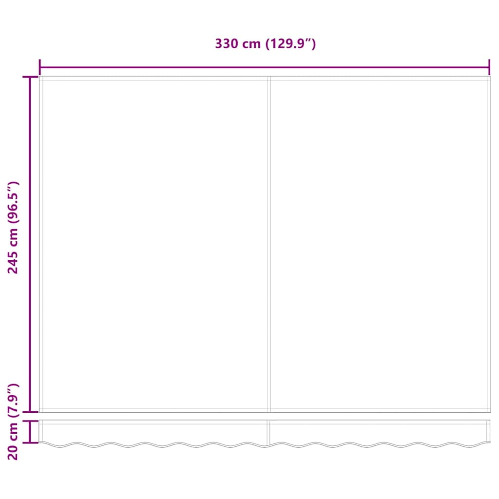 Innvendbar Markise Blå og hvit 350 x 250 cm Aluminium og stoff