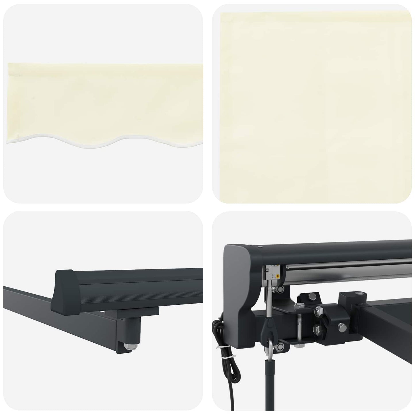 Innvendbar Markise Krem 350 x 250 cm Polyester og Metall vidaXL
