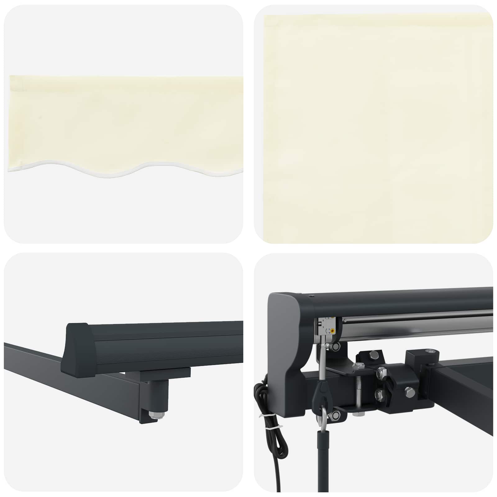 Innvendbar Markise Krem 350 x 250 cm Polyester og Metall vidaXL