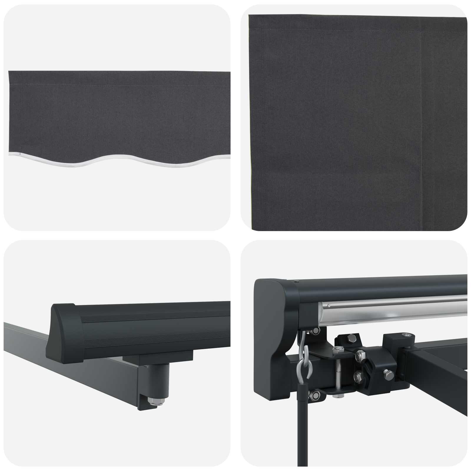 Innvendbar Markise Antrasitt 350 x 250 cm Polyester og Metall vidaXL