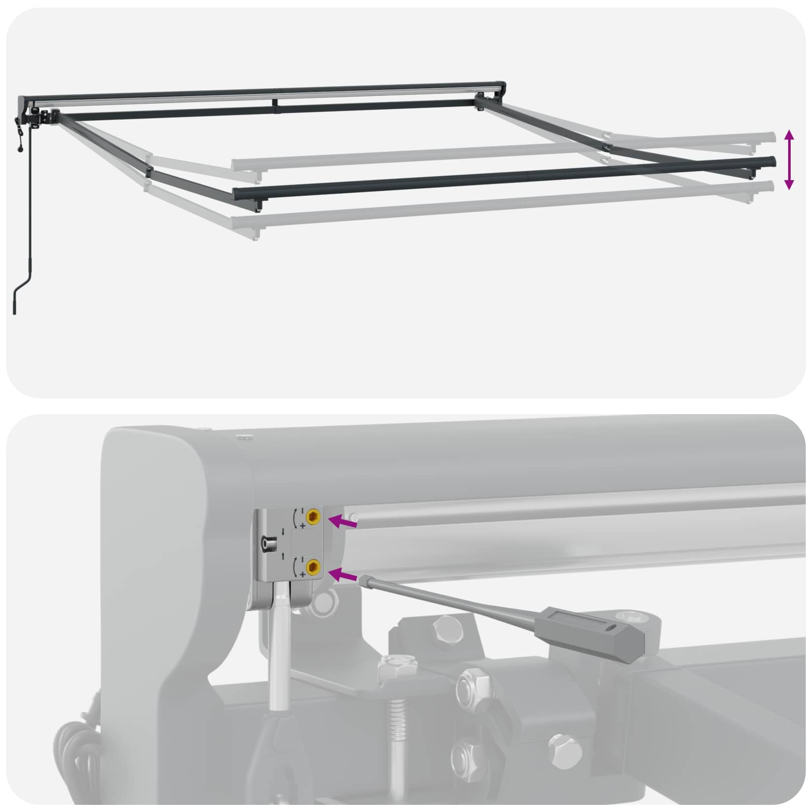 Innvendbar Markise Antrasitt 350 x 250 cm Polyester og Metall vidaXL