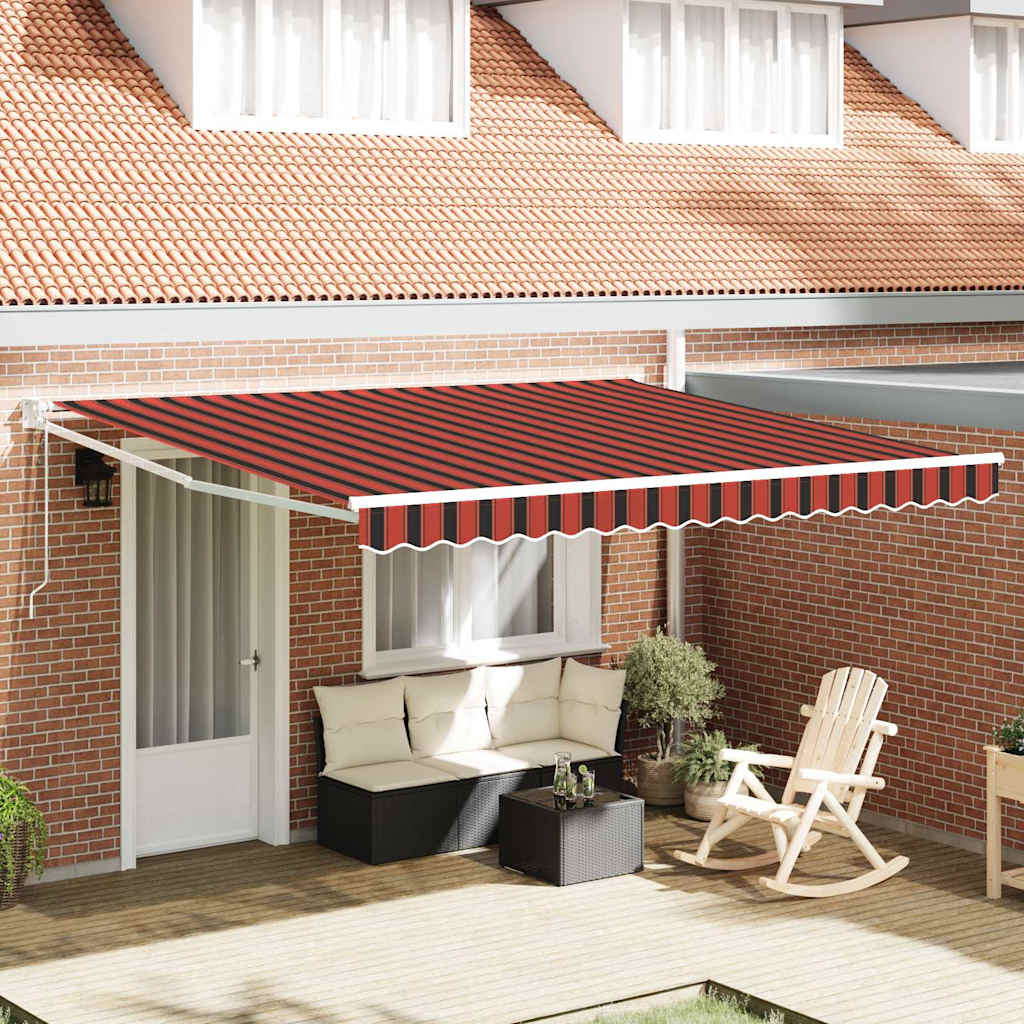 Innvendbar Markise Rød og svart 350 x 250 cm Stoff og stål vidaXL