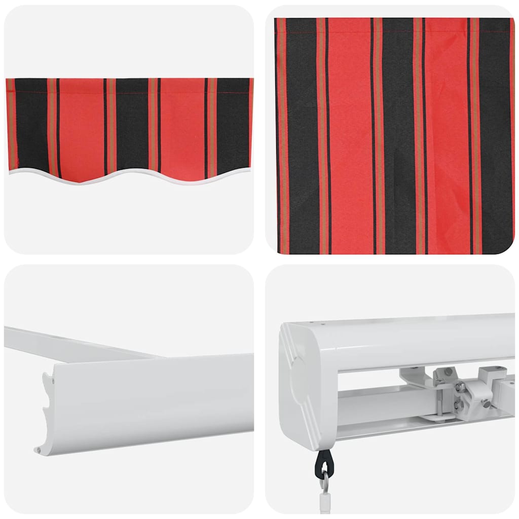 Innvendbar Markise Rød og svart 350 x 250 cm Stoff og Metall