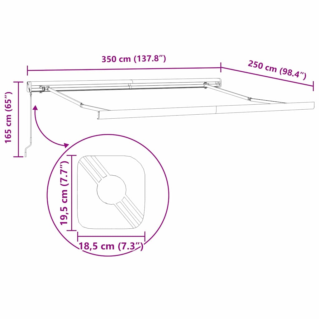 Innvendbar Markise Gul og oransje 350 x 250 cm Stoff og Metall