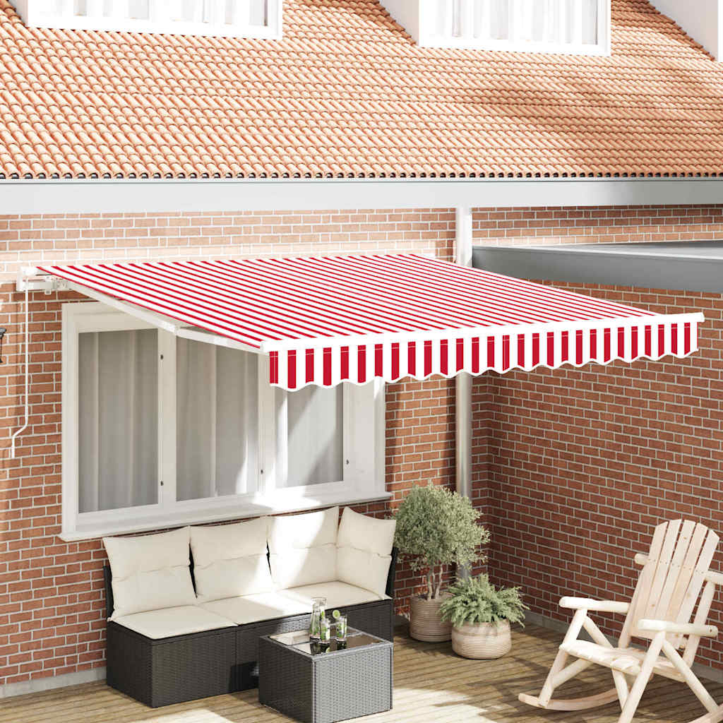 Uttrekkbar markise Rød 350 x 250 cm Polyester og aluminium