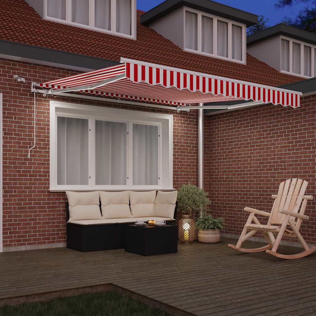 Uttrekkbar markise Rød og Hvit 350 x 250 cm Polyester