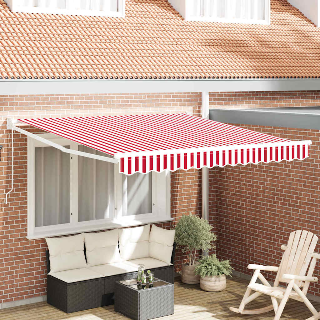 Uttrekkbar markise Rød og Hvit 350 x 250 cm