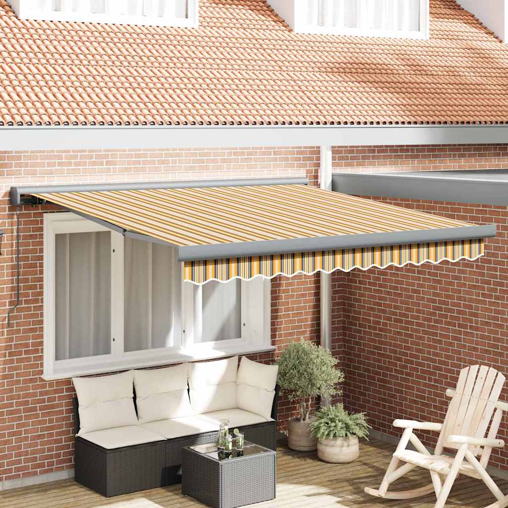 Uttrekkbar markise Flerfarget 350 x 250 cm Lær og aluminium