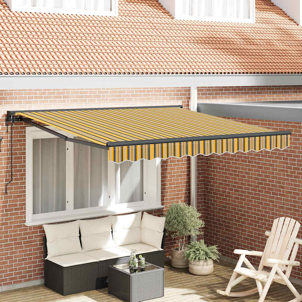 Markiseramme Gul og Grå 350 x 250 cm Polyester med PU-belegg