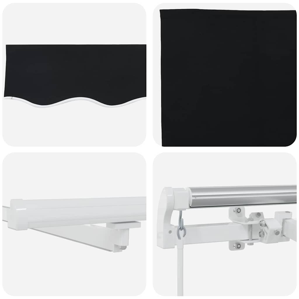 Innvendbar Markise Svart 350 x 250 cm Stoff og stål vidaXL