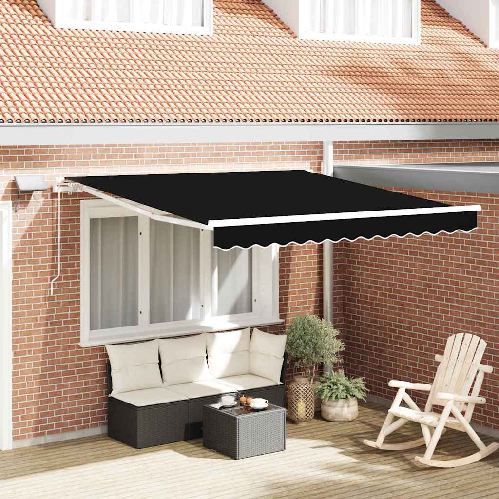 Innvendbar Markise Svart 350 x 250 cm Stoff og stål vidaXL