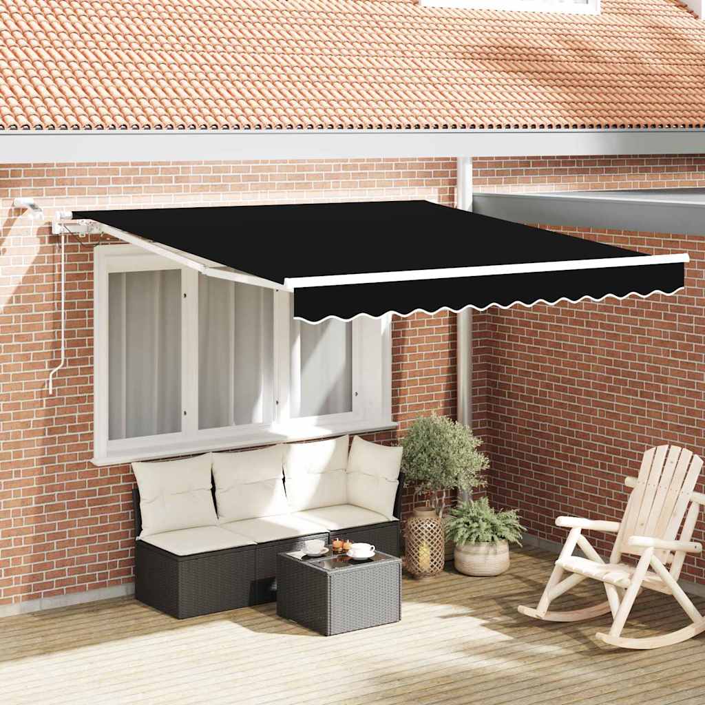 Uttrekkbar markise Svart 350 x 250 cm Polyester