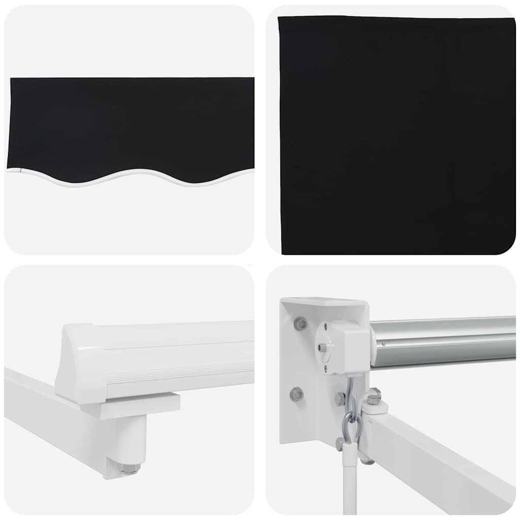 Innvendbar Markise Svart 350 x 250 cm Polyester og aluminium vidaXL