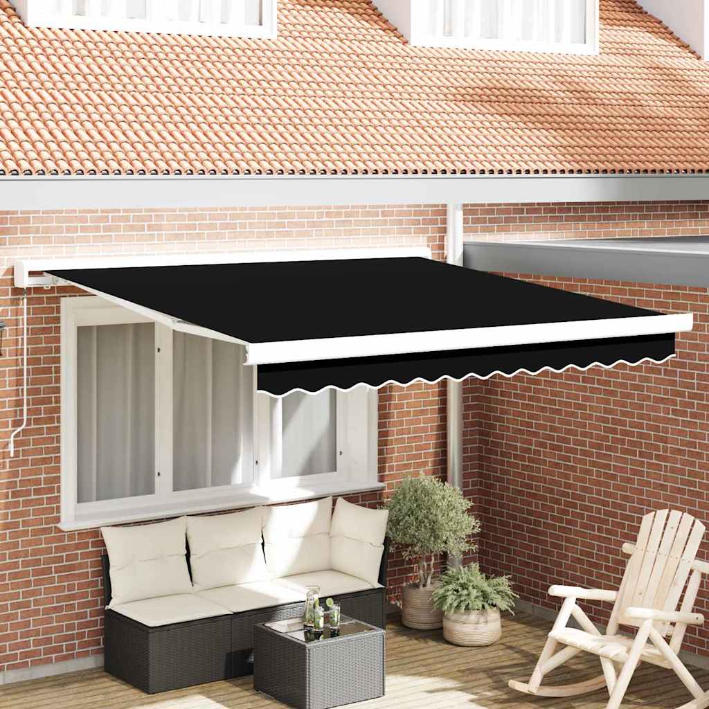 Innvendbar Markise Svart 350 x 250 cm Stoff og Metall