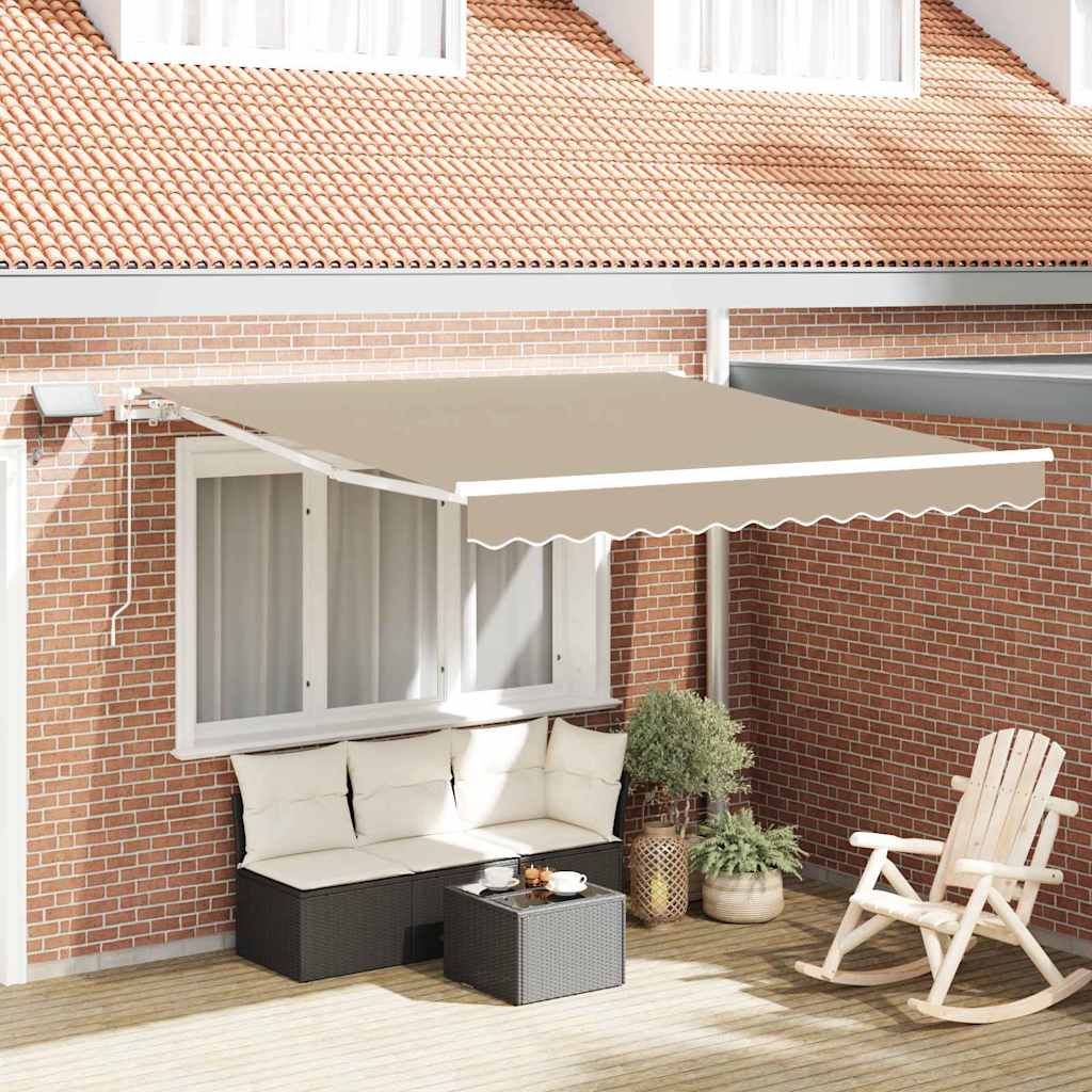 Uttrekkbar markise Beige 350 x 250 cm Stoff og Aluminium