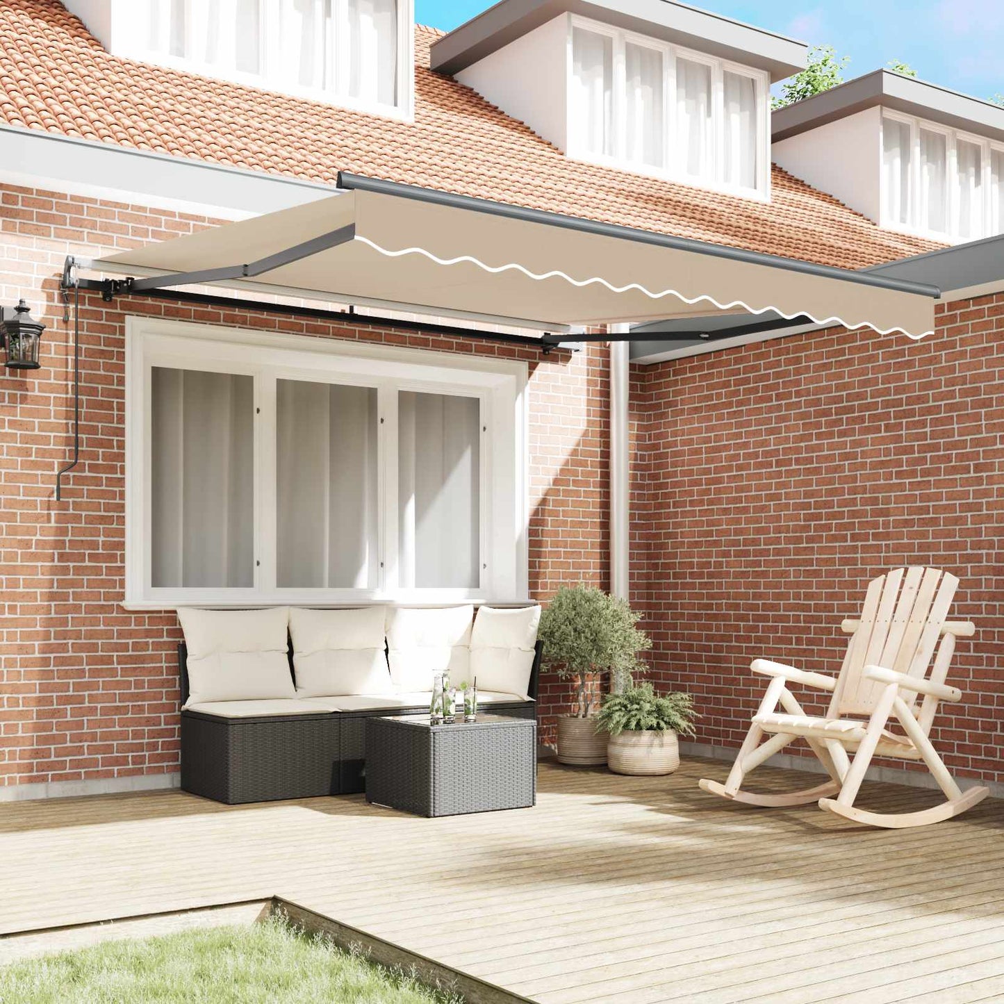 Uttrekkbar markise Beige 350 x 250 cm Stoff og Aluminium