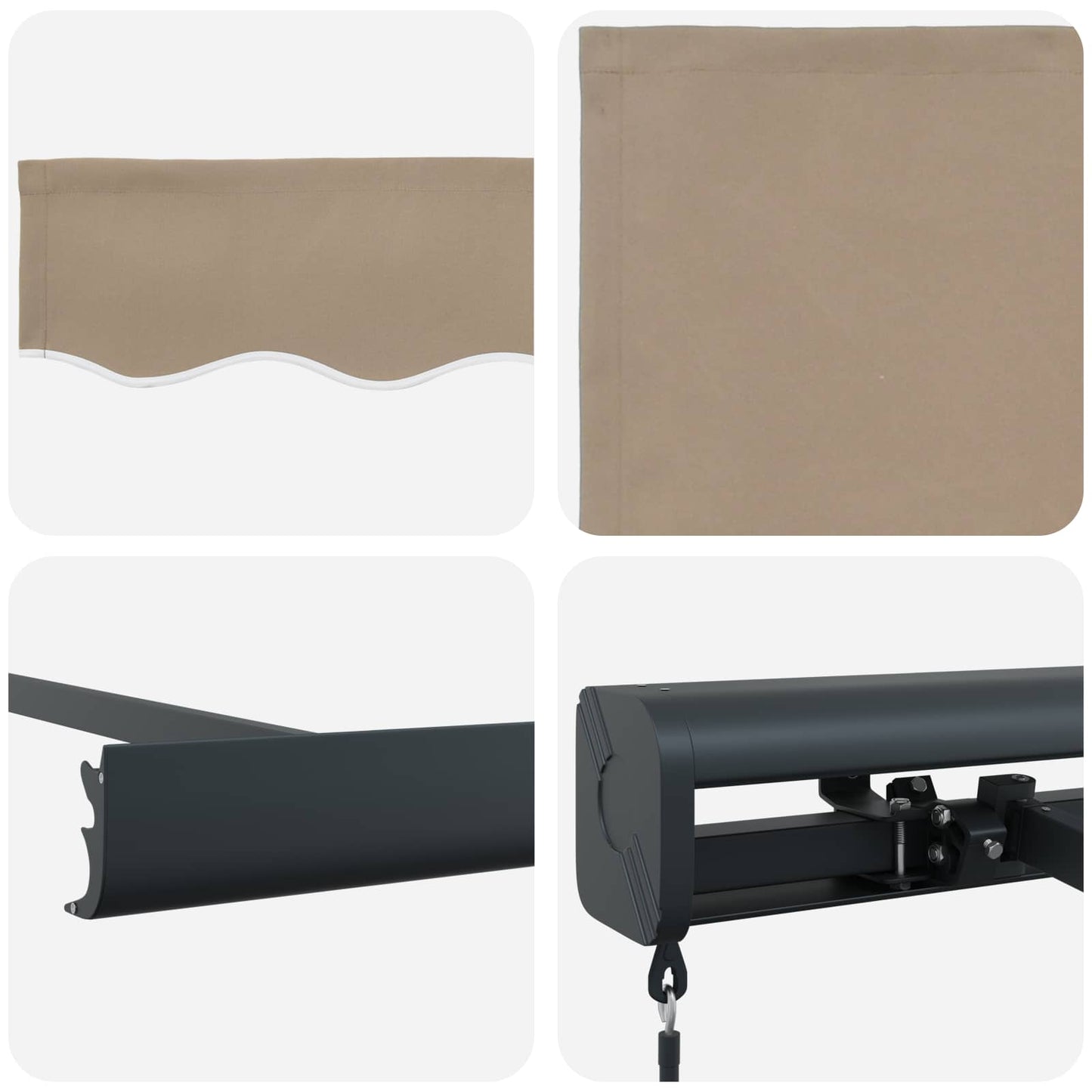 Innvendbar Markise Beige 350 x 250 cm Stoff og Metall