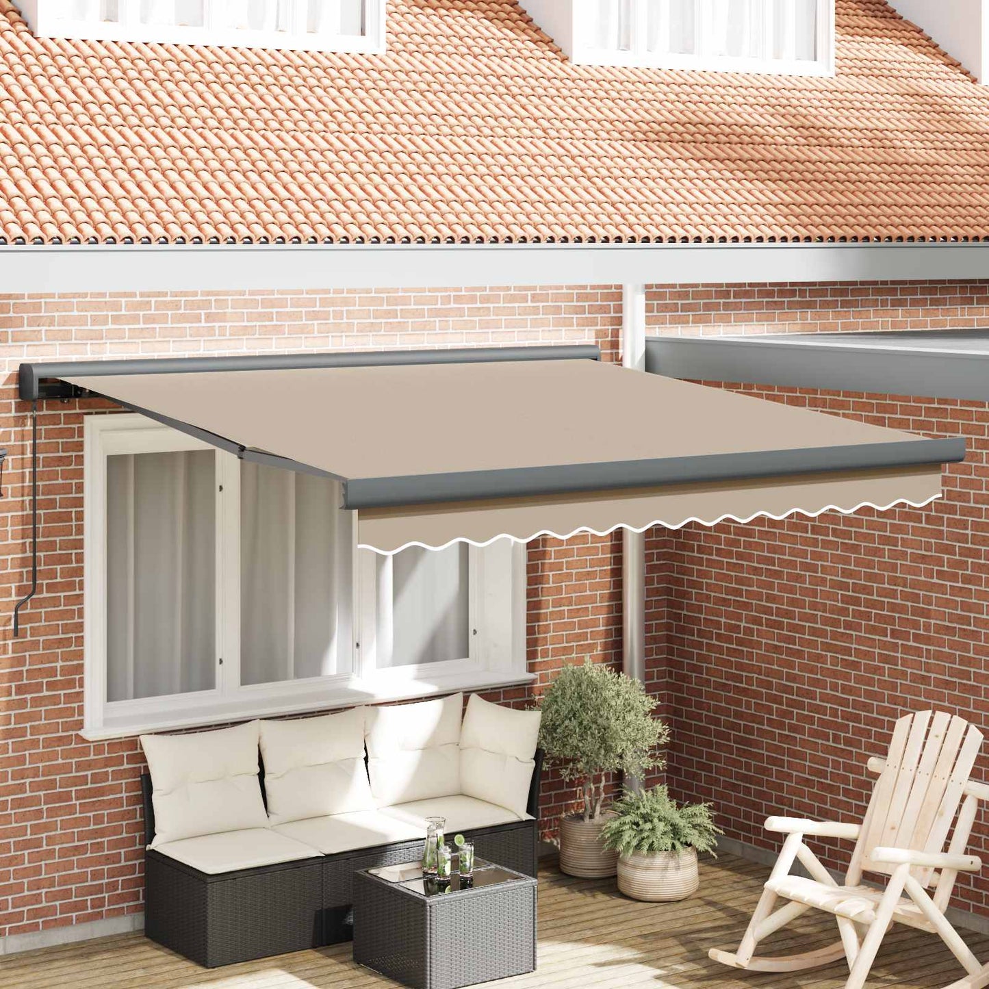Innvendbar Markise Beige 350 x 250 cm Stoff og Metall
