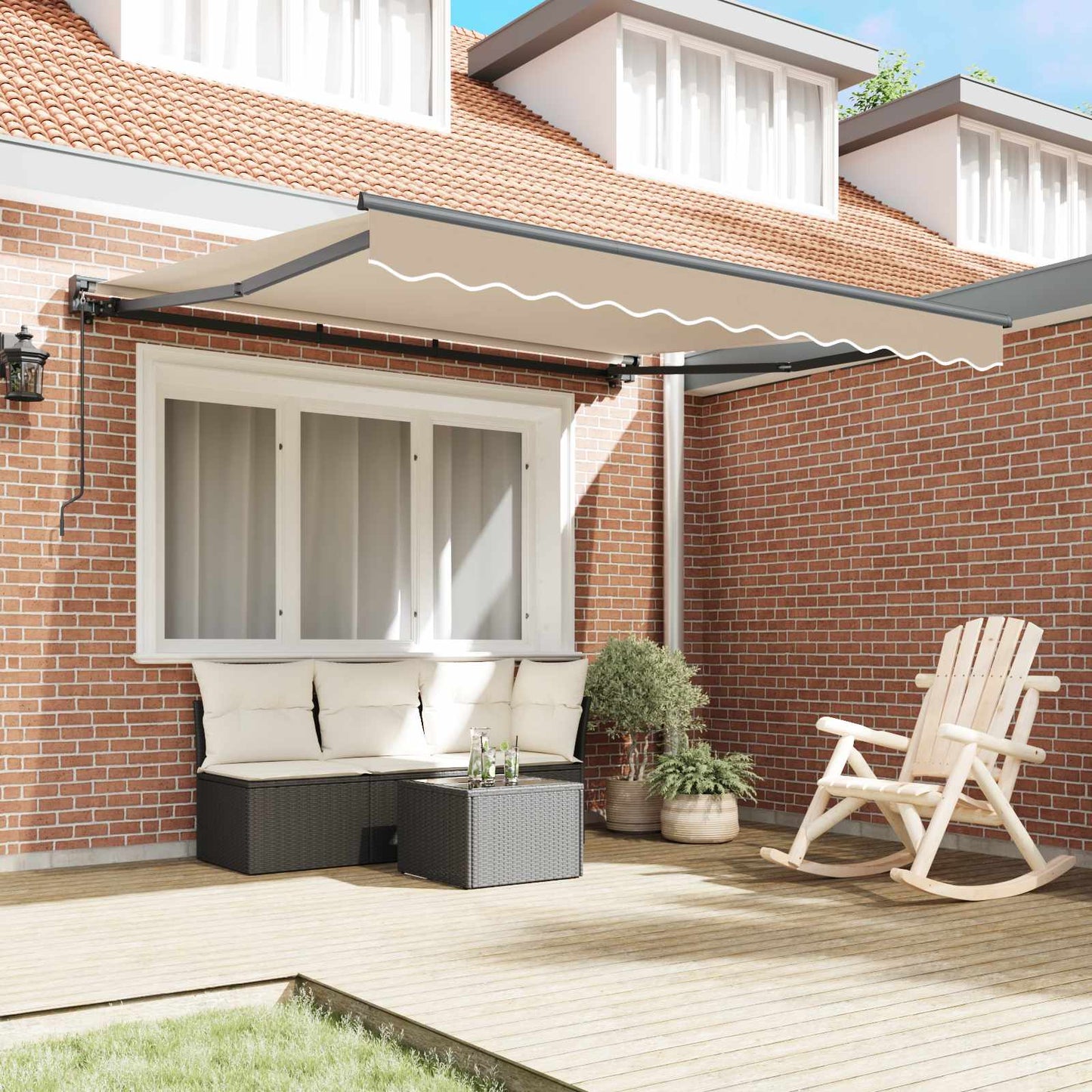 Markiseramme Beige 350 x 250 cm Polyester med PU-belegg
