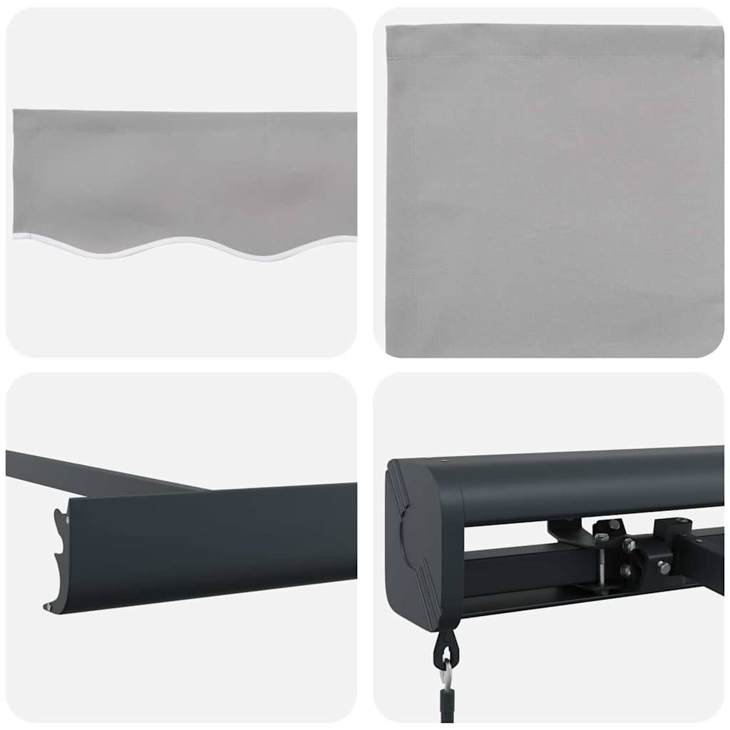 Innvendbar Markise Lysegrå 350 x 250 cm Stoff og Metall