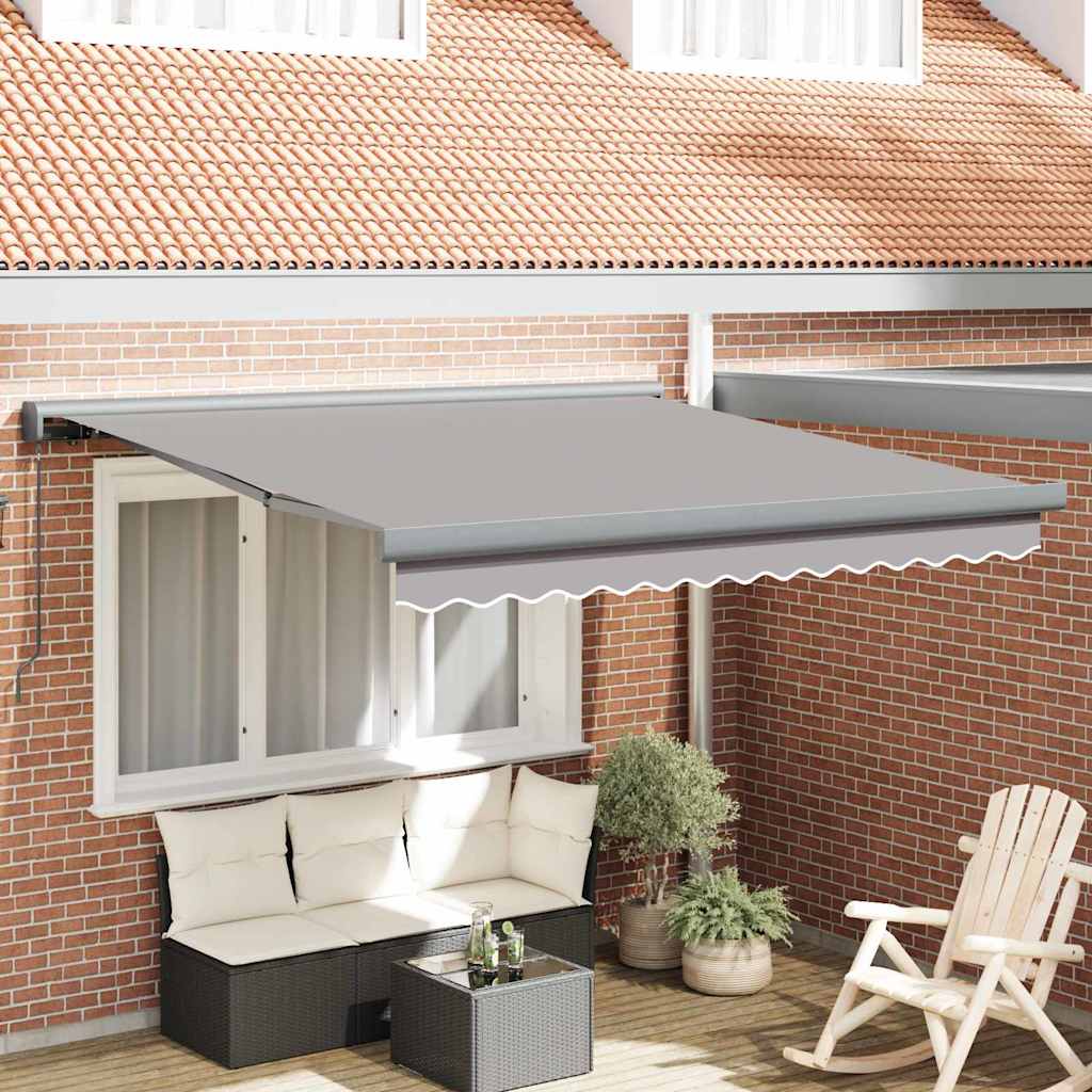 Innvendbar Markise Lysegrå 350 x 250 cm Stoff og Metall