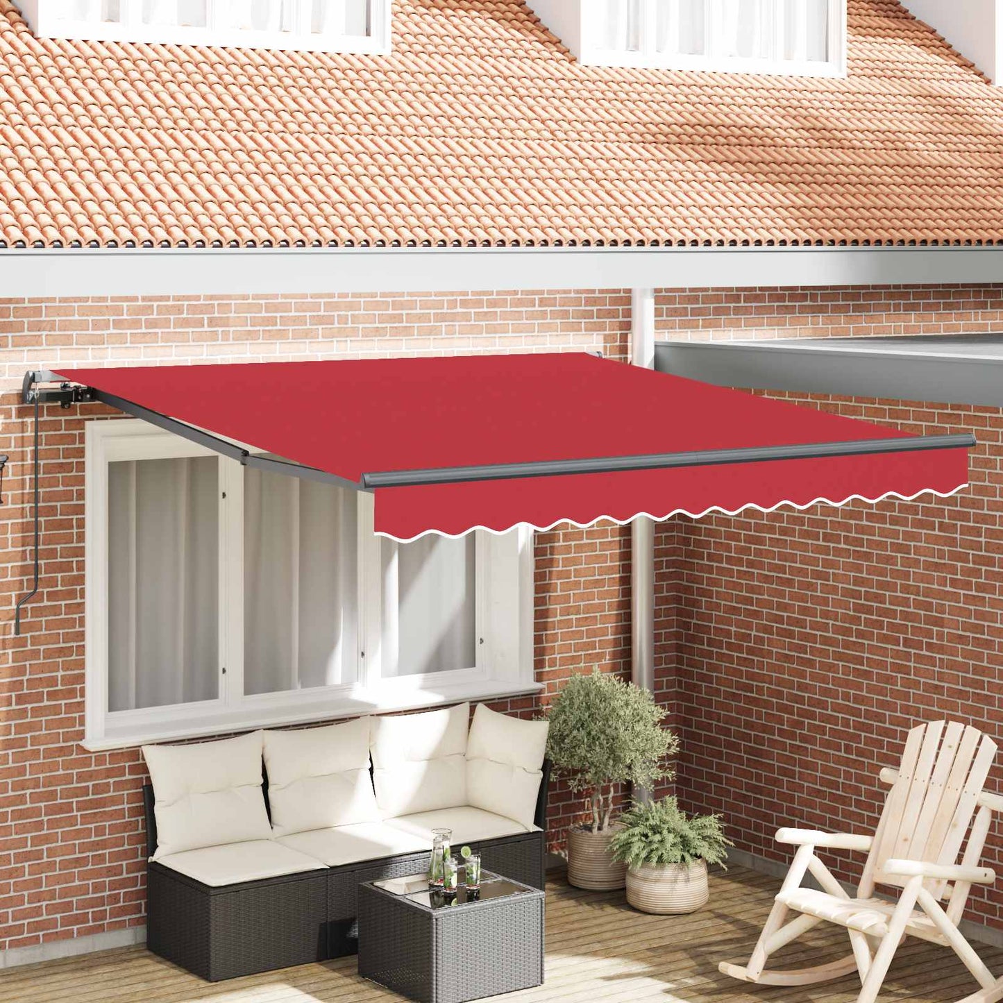 Innvendbar Markise Rød 350 x 250 cm Polyester og stål vidaXL