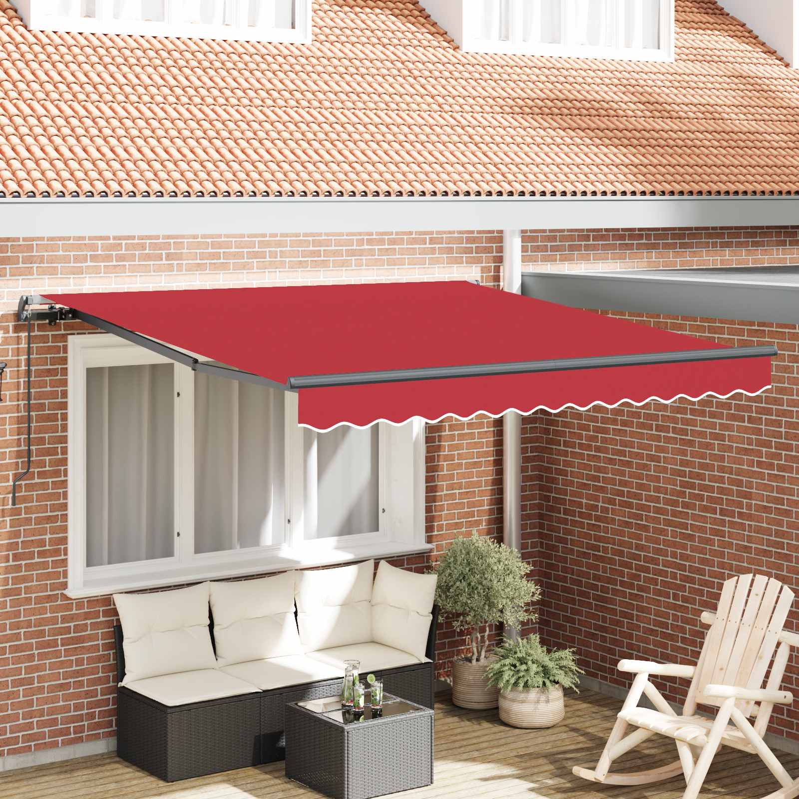 Innvendbar Markise Rød 350 x 250 cm Polyester og stål vidaXL