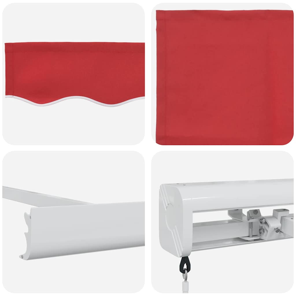 Innvendbar Markise Rød 350 x 250 cm Stoff og Metall