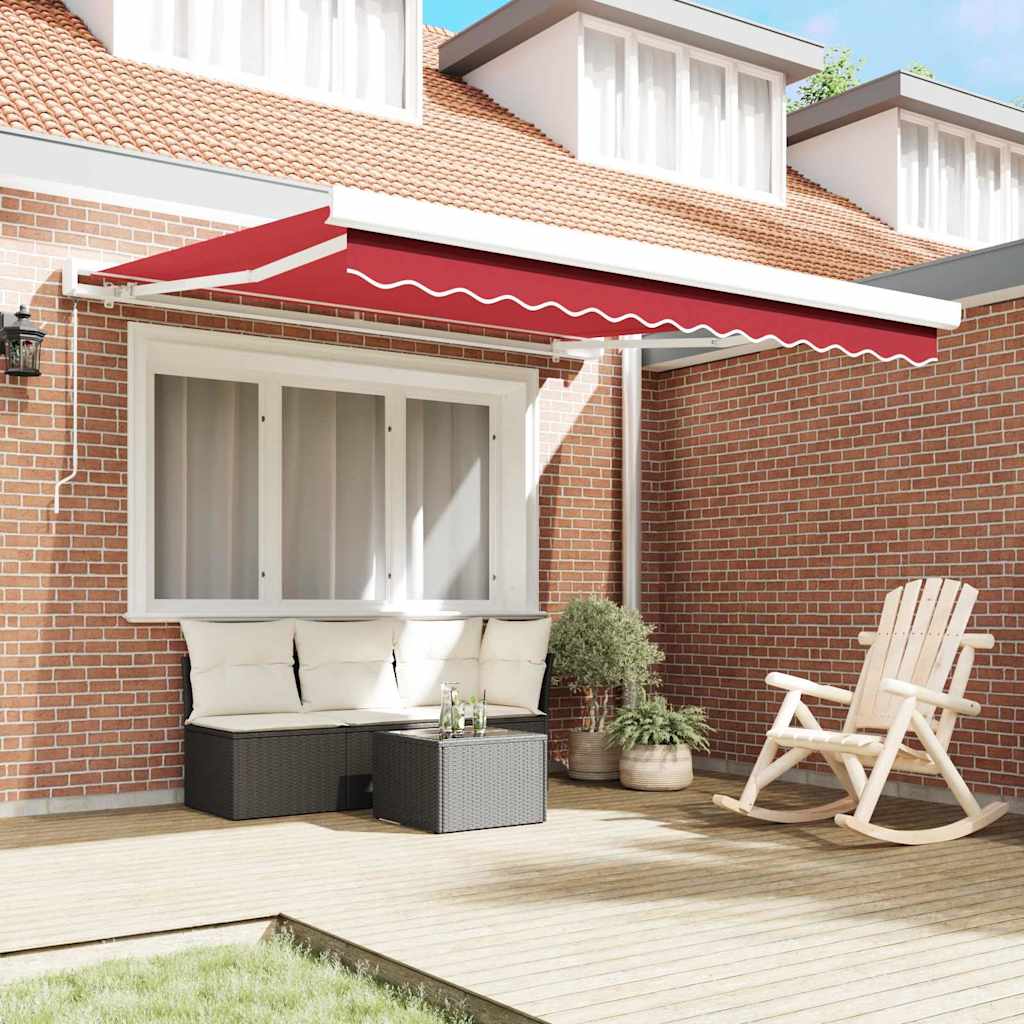 Innvendbar Markise Rød 350 x 250 cm Stoff og Metall