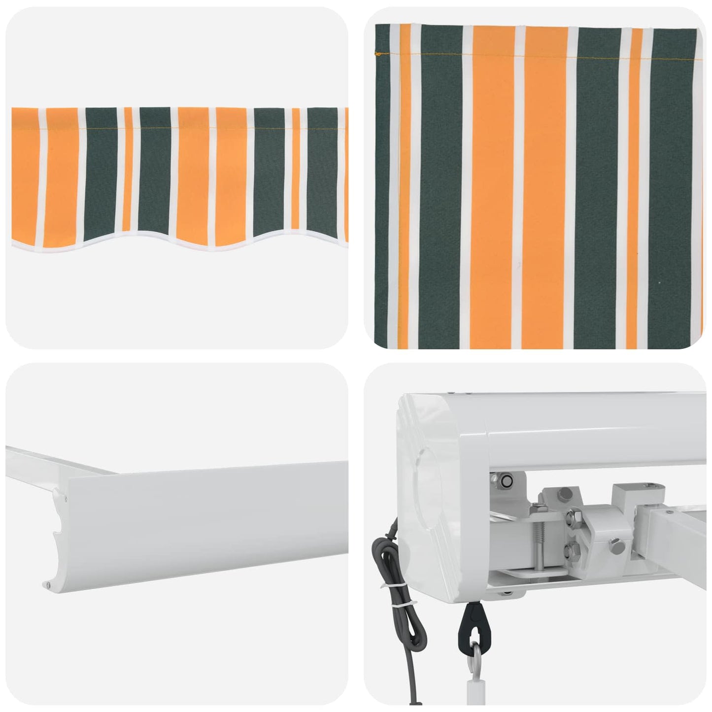 Uttrekkbar markise Grønn og gul 350 x 250 x 165 cm