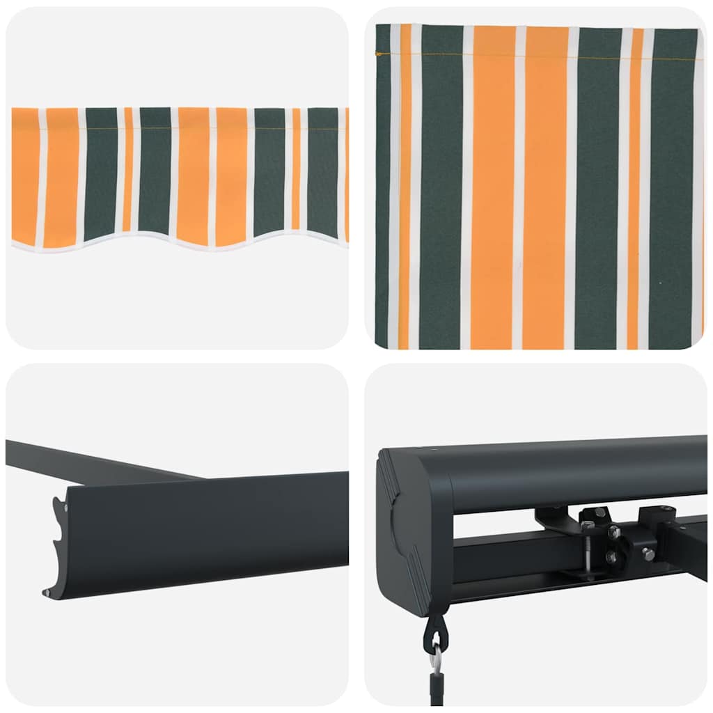 Innvendbar Markise Grønn og gul 350 x 250 cm Stoff og Metall