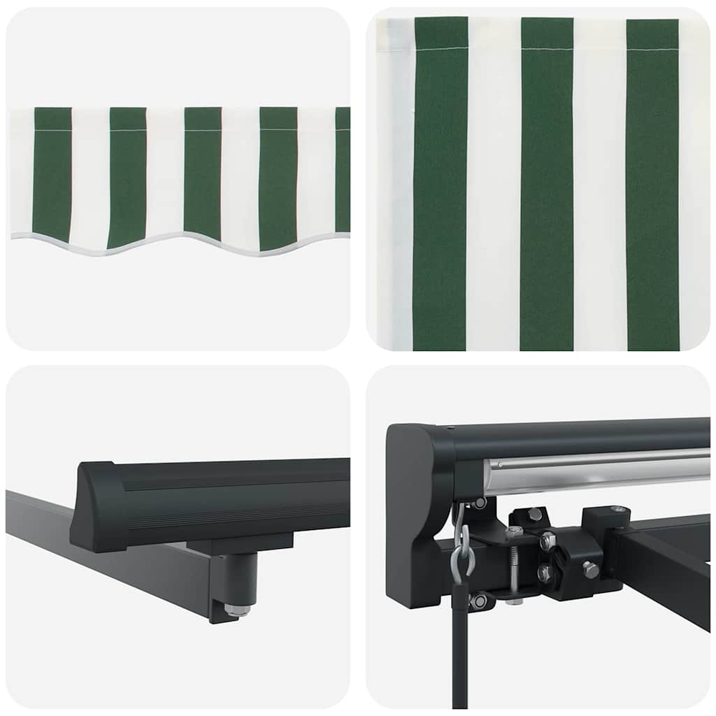 Markiseramme Grønn og hvit 350 x 250 cm Polyester med PU-belegg