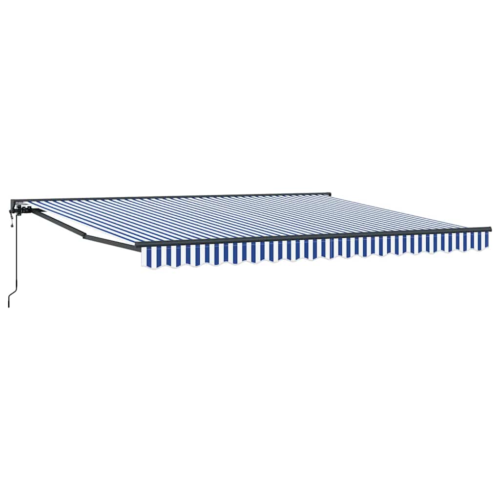 Markiseramme Blå og hvit 400 × 300 cm Polyester med PU-belegg