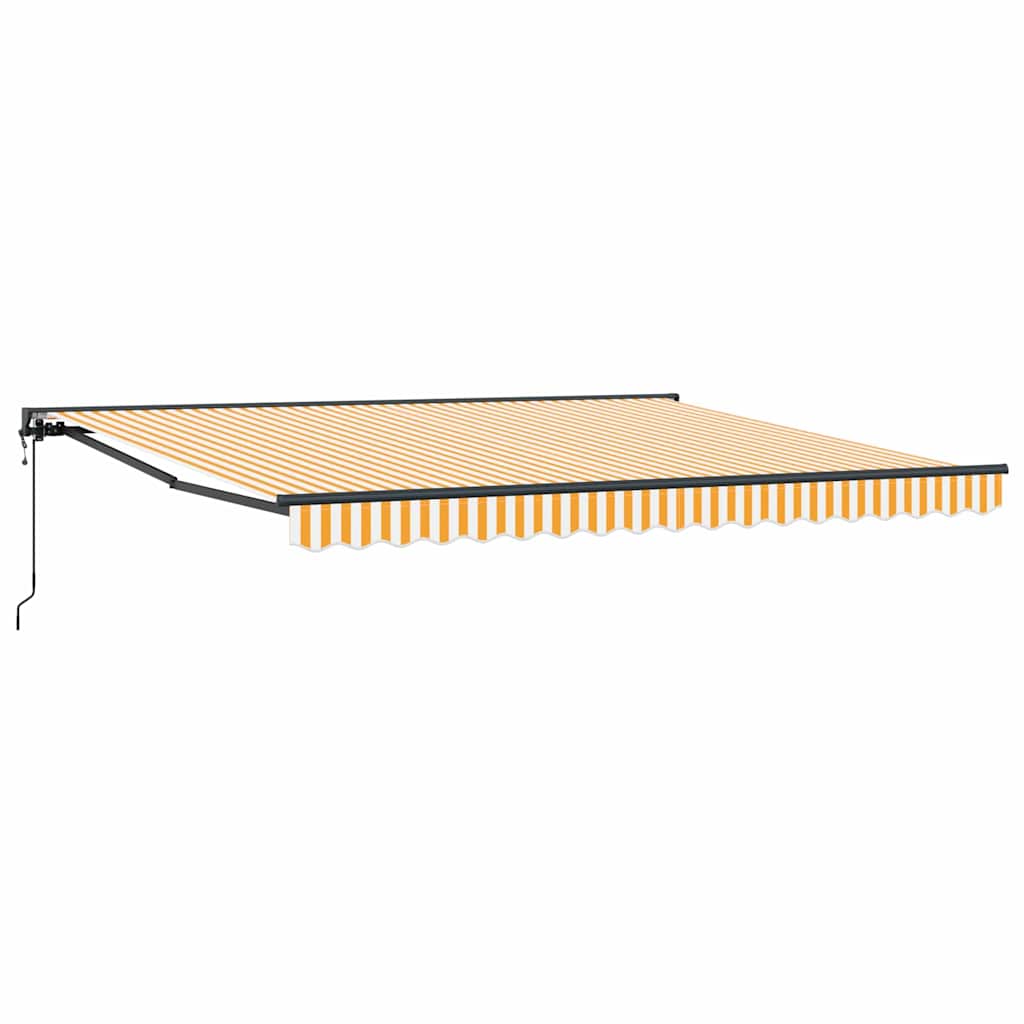 Markiseramme Gul og hvit 400 × 300 cm Polyester med PU-belegg