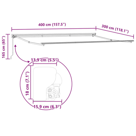 Markiseramme Flerfarget 400 × 300 cm Polyester med PU-belegg