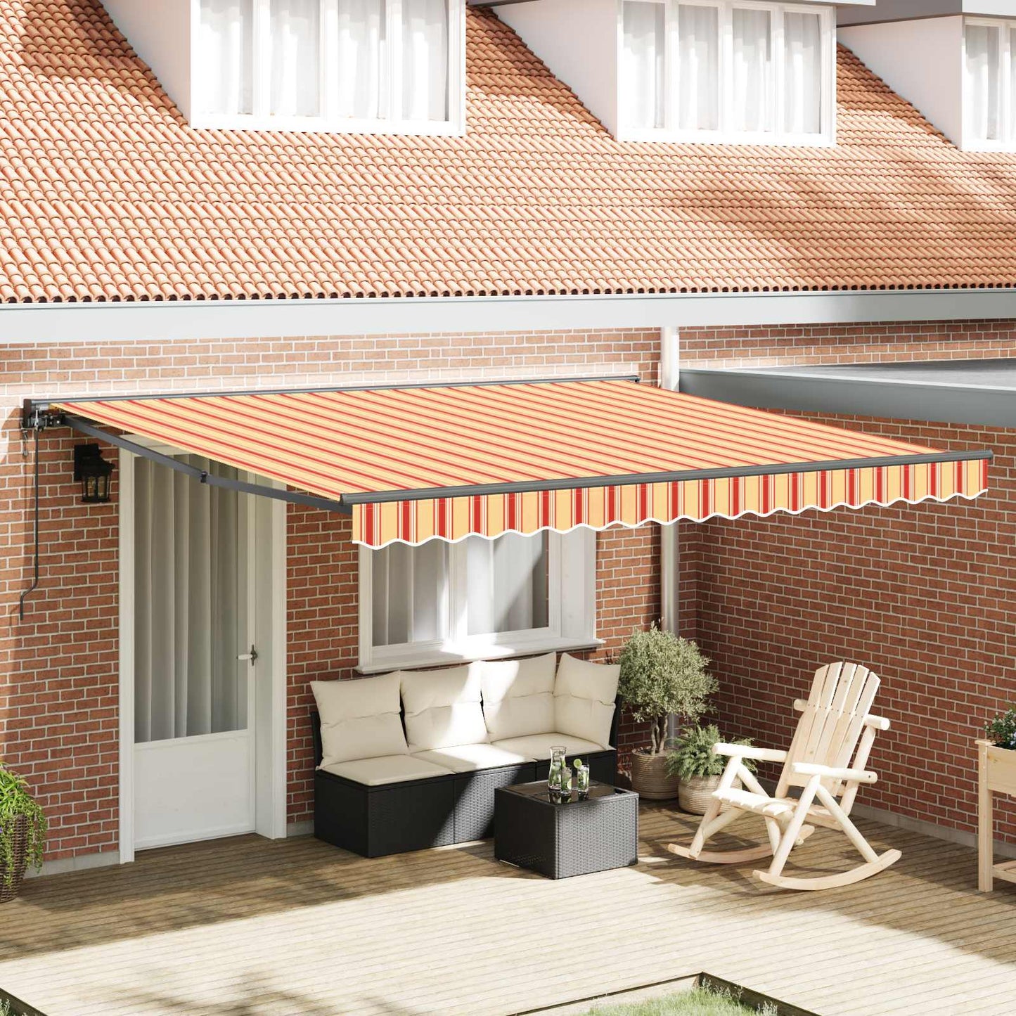 Markiseramme Flerfarget 400 × 300 cm Polyester med PU-belegg