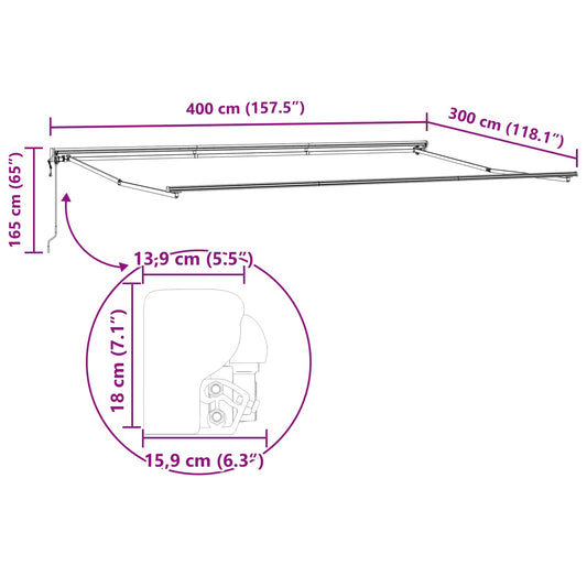 Markiseramme Flerfarget 400 × 300 cm Polyester med PU-belegg
