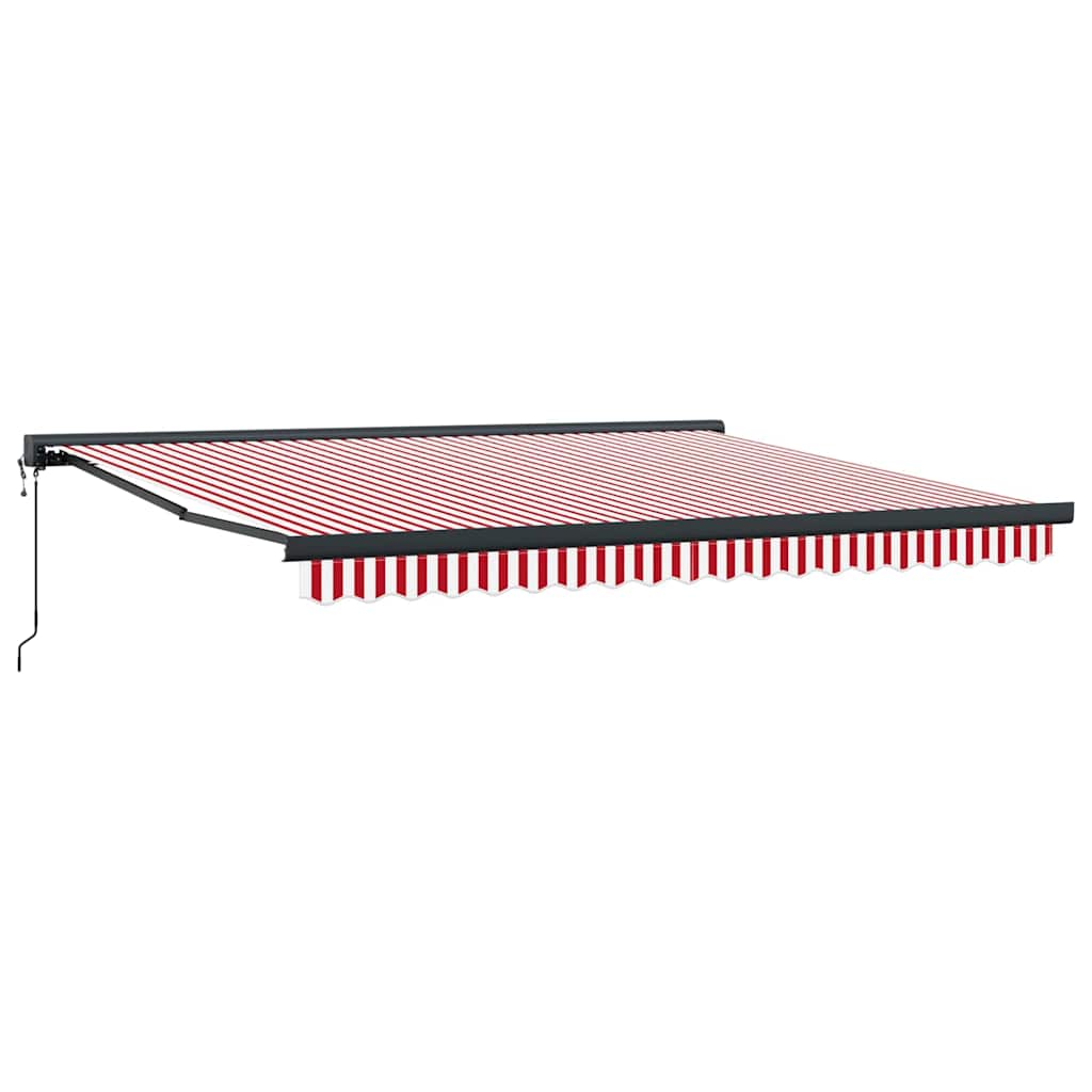 Uttrekkbar markise Rød og Hvit 400 × 300 cm Stoff og Metall