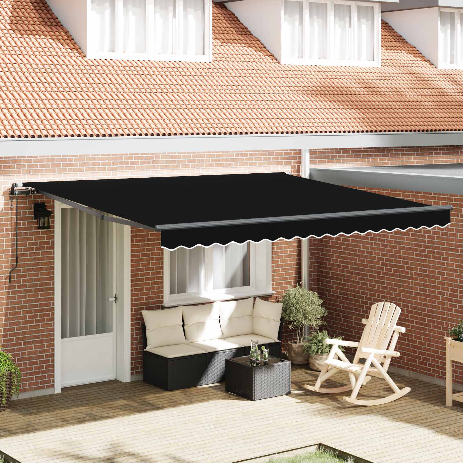 Innvendbar Markise Svart 400 × 300 cm Stoff og Aluminium vidaXL