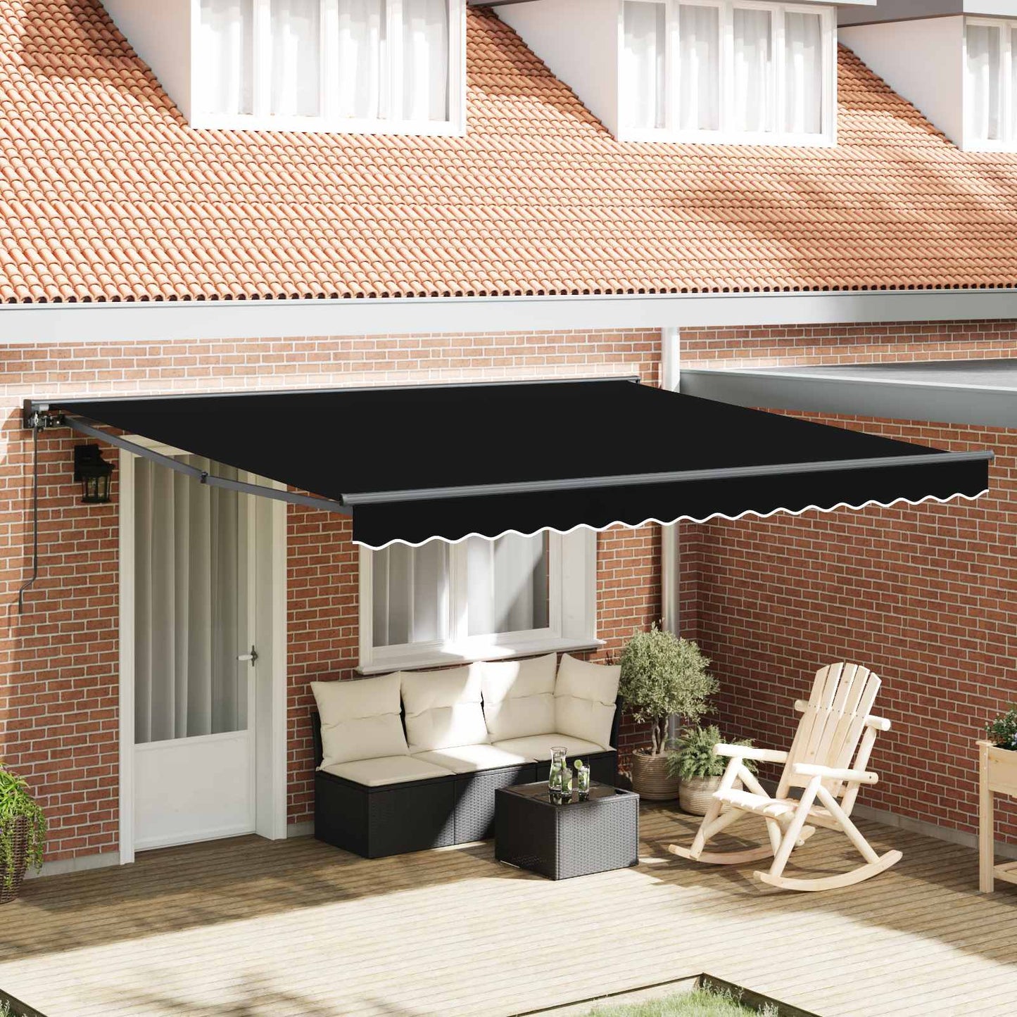 Markiseramme Svart 400 × 300 cm Polyester med PU-belegg