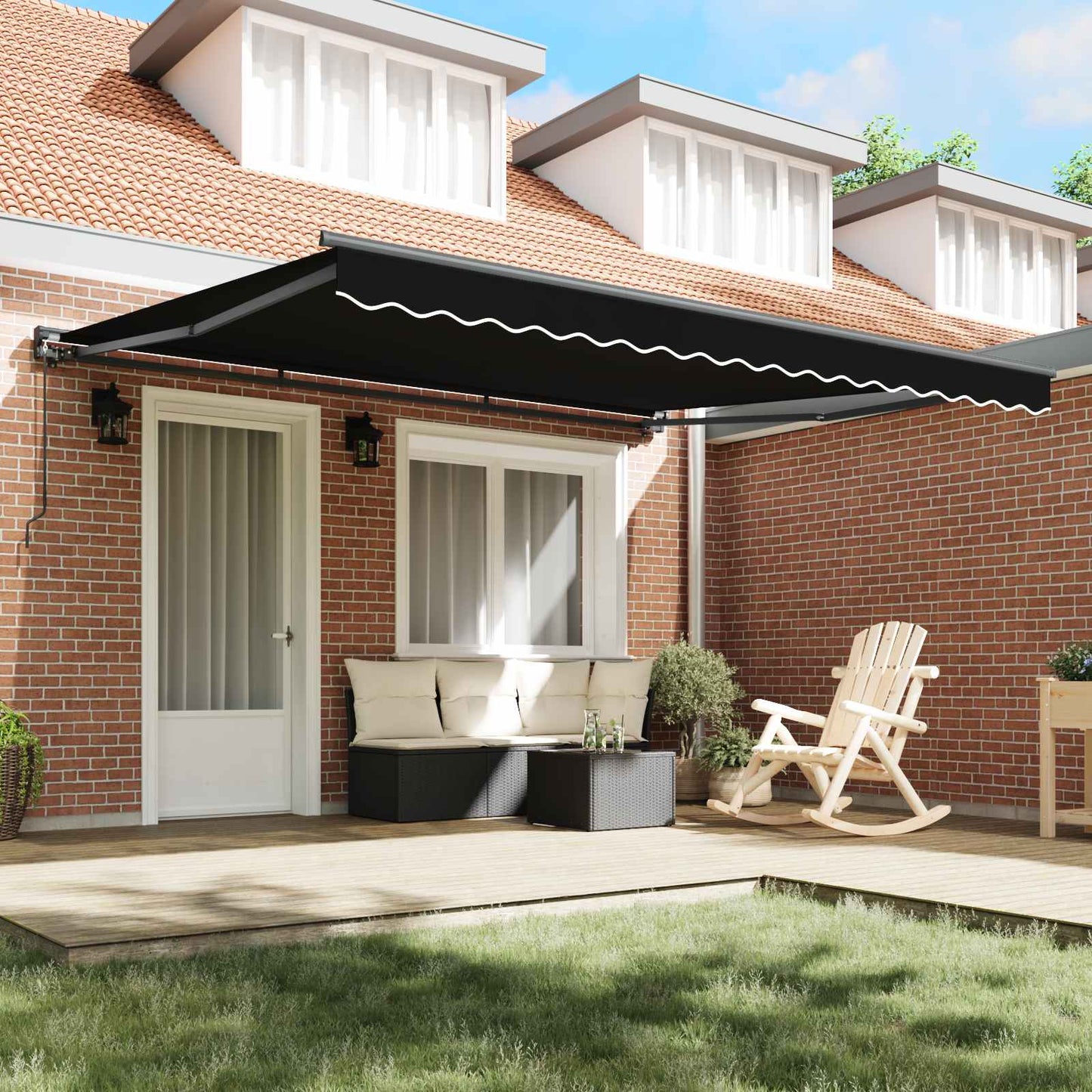 Markiseramme Svart 400 × 300 cm Polyester med PU-belegg