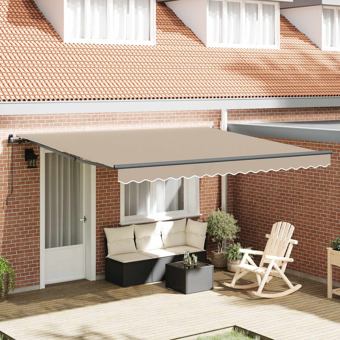 Uttrekkbar markise Beige 400 × 300 cm Polyester og aluminium