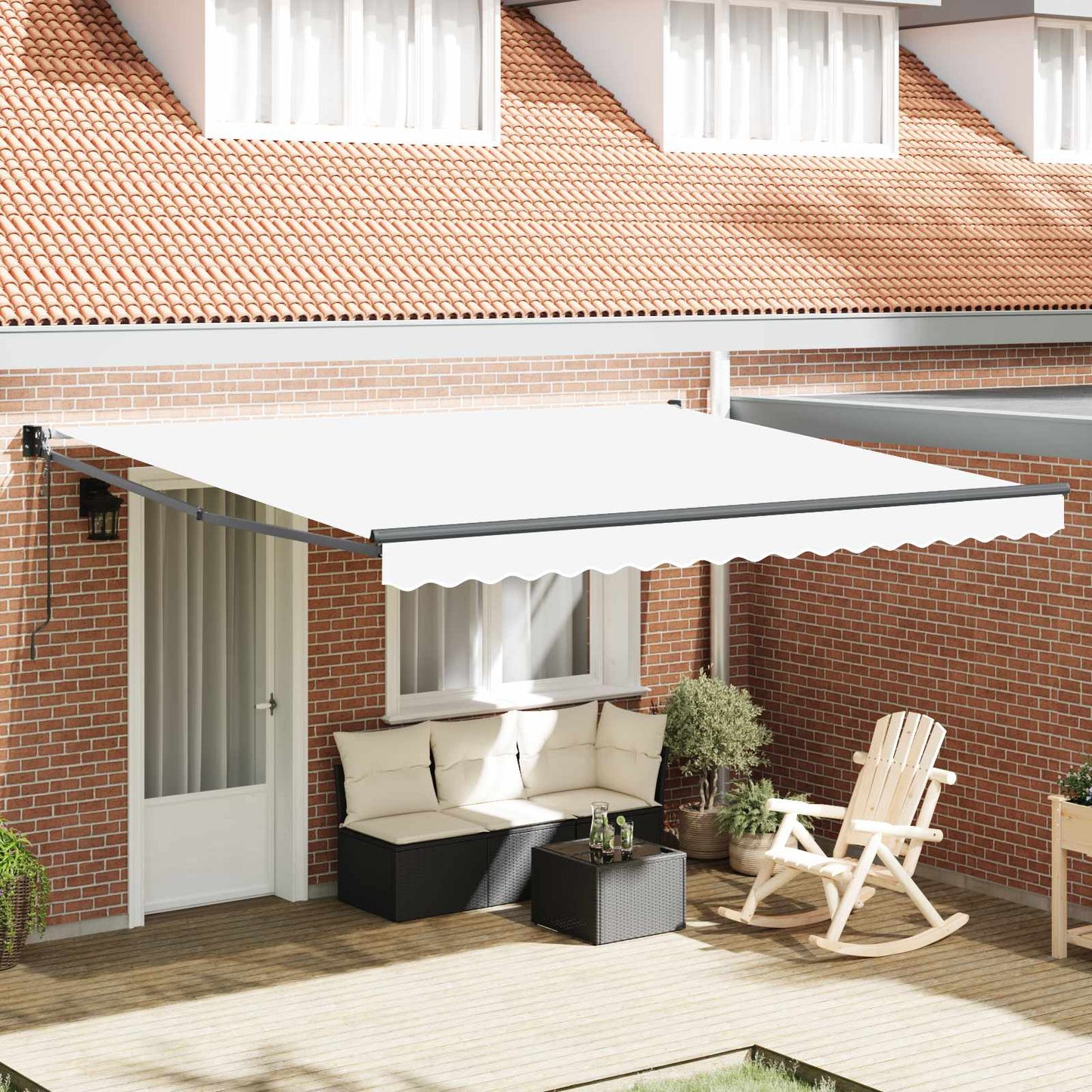 Innvendbar Markise Hvit 400 × 300 cm Polyester og aluminium vidaXL